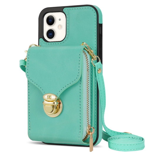 For iPhone 12 mini Zipper Hardware Card Wallet Phone Case(Mint Green) - iPhone 12 mini Cases by buy2fix | Online Shopping UK | buy2fix