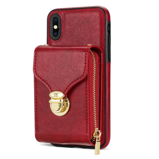 For iPhone XS Max Zipper Hardware Card Wallet Phone Case(Red) - More iPhone Cases by buy2fix | Online Shopping UK | buy2fix