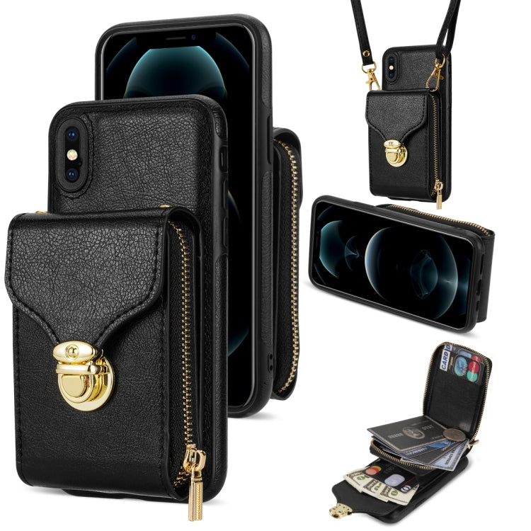 For iPhone XS Max Zipper Hardware Card Wallet Phone Case(Black) - More iPhone Cases by buy2fix | Online Shopping UK | buy2fix