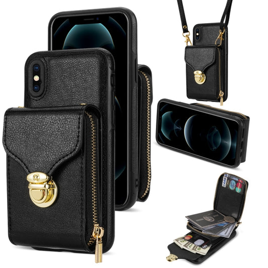 For iPhone XS Max Zipper Hardware Card Wallet Phone Case(Black) - More iPhone Cases by buy2fix | Online Shopping UK | buy2fix