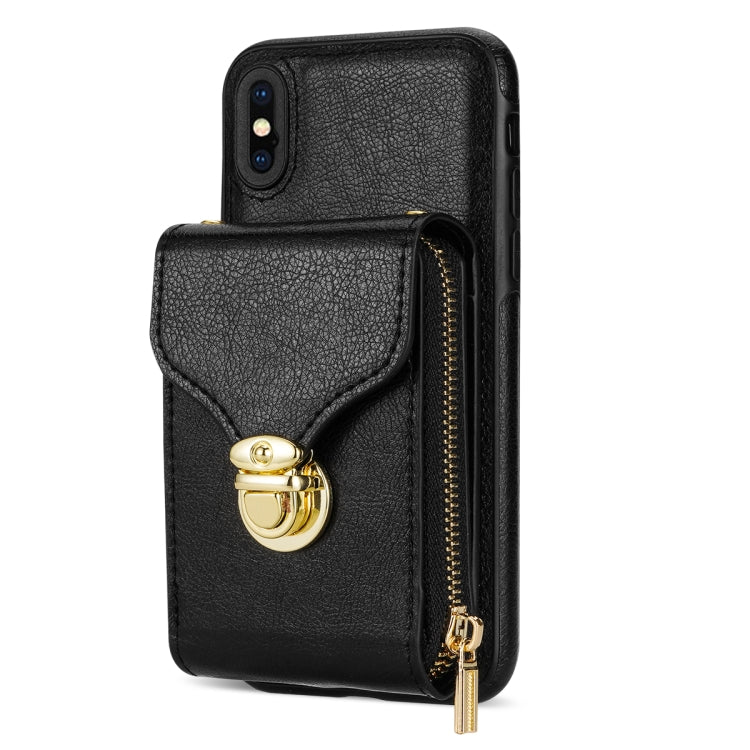 For iPhone XS Max Zipper Hardware Card Wallet Phone Case(Black) - More iPhone Cases by buy2fix | Online Shopping UK | buy2fix