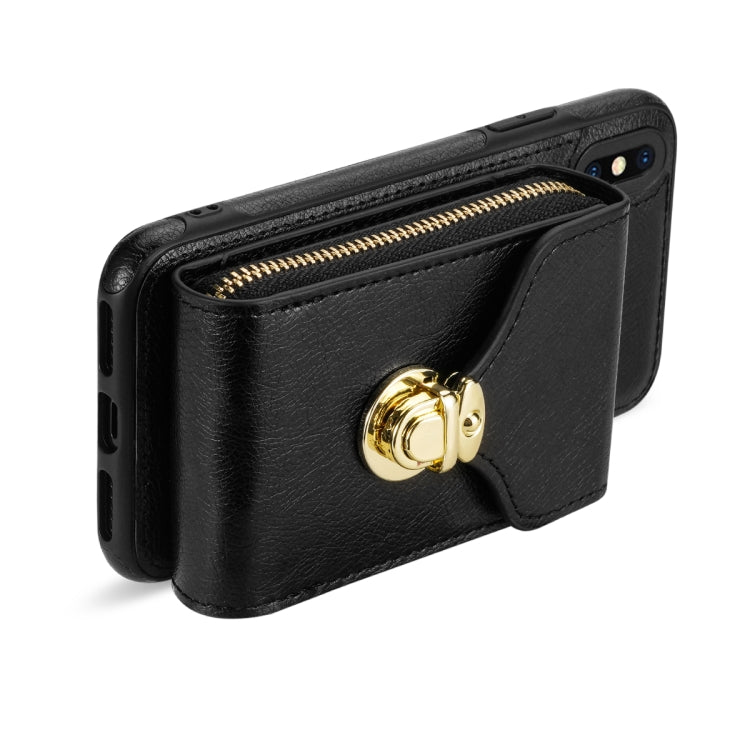 For iPhone XS Max Zipper Hardware Card Wallet Phone Case(Black) - More iPhone Cases by buy2fix | Online Shopping UK | buy2fix