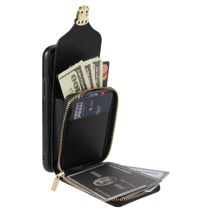 For iPhone XS Max Zipper Hardware Card Wallet Phone Case(Black) - More iPhone Cases by buy2fix | Online Shopping UK | buy2fix