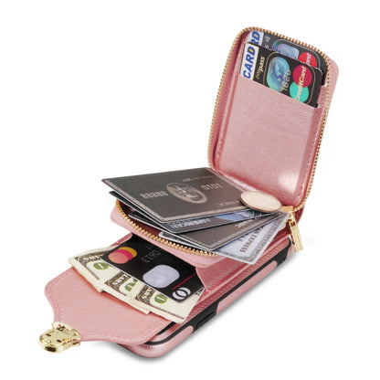 For iPhone XS Max Zipper Hardware Card Wallet Phone Case(Rose Gold) - More iPhone Cases by buy2fix | Online Shopping UK | buy2fix