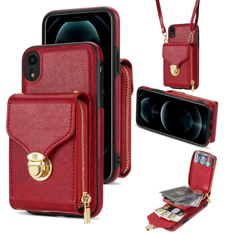For iPhone XR Zipper Hardware Card Wallet Phone Case(Red) - More iPhone Cases by buy2fix | Online Shopping UK | buy2fix