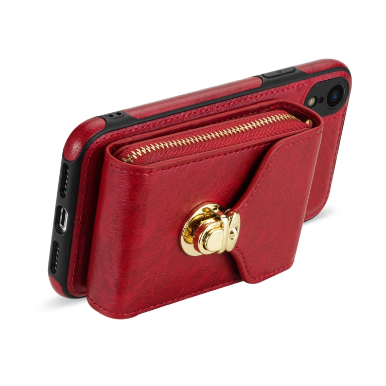 For iPhone XR Zipper Hardware Card Wallet Phone Case(Red) - More iPhone Cases by buy2fix | Online Shopping UK | buy2fix
