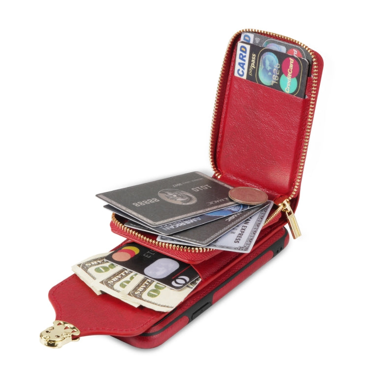For iPhone XR Zipper Hardware Card Wallet Phone Case(Red) - More iPhone Cases by buy2fix | Online Shopping UK | buy2fix