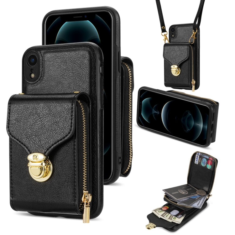 For iPhone XR Zipper Hardware Card Wallet Phone Case(Black) - More iPhone Cases by buy2fix | Online Shopping UK | buy2fix