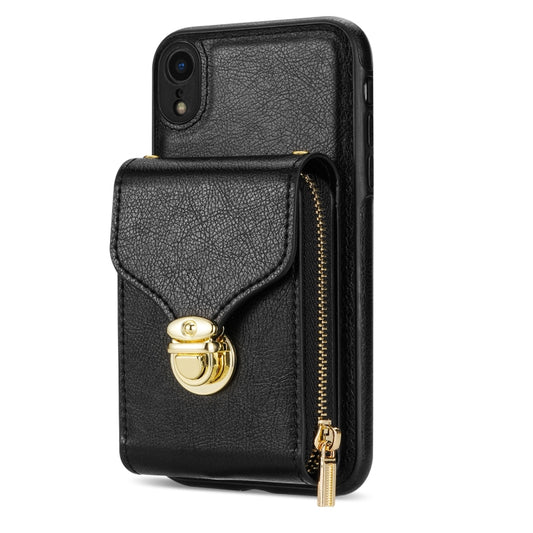 For iPhone XR Zipper Hardware Card Wallet Phone Case(Black) - More iPhone Cases by buy2fix | Online Shopping UK | buy2fix