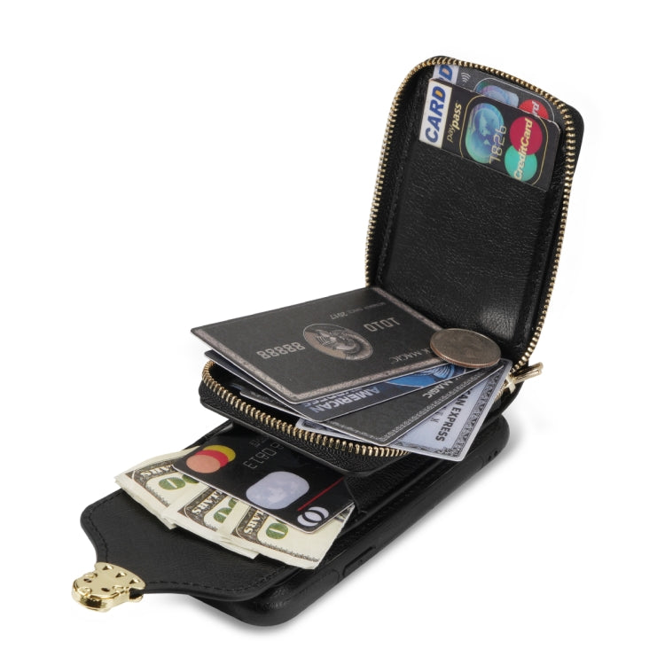 For iPhone XR Zipper Hardware Card Wallet Phone Case(Black) - More iPhone Cases by buy2fix | Online Shopping UK | buy2fix