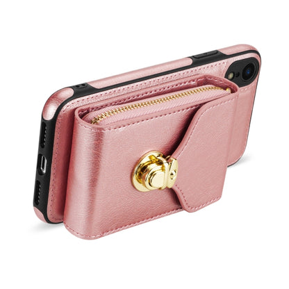 For iPhone XR Zipper Hardware Card Wallet Phone Case(Rose Gold) - More iPhone Cases by buy2fix | Online Shopping UK | buy2fix