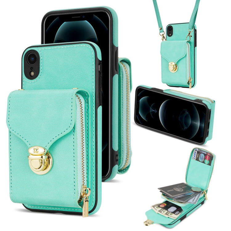For iPhone XR Zipper Hardware Card Wallet Phone Case(Mint Green) - More iPhone Cases by buy2fix | Online Shopping UK | buy2fix