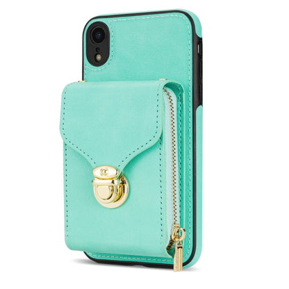 For iPhone XR Zipper Hardware Card Wallet Phone Case(Mint Green) - More iPhone Cases by buy2fix | Online Shopping UK | buy2fix