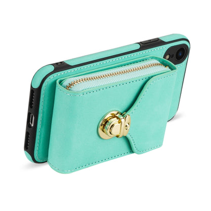 For iPhone XR Zipper Hardware Card Wallet Phone Case(Mint Green) - More iPhone Cases by buy2fix | Online Shopping UK | buy2fix