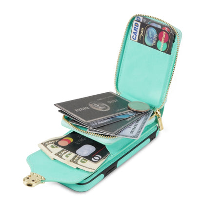 For iPhone XR Zipper Hardware Card Wallet Phone Case(Mint Green) - More iPhone Cases by buy2fix | Online Shopping UK | buy2fix