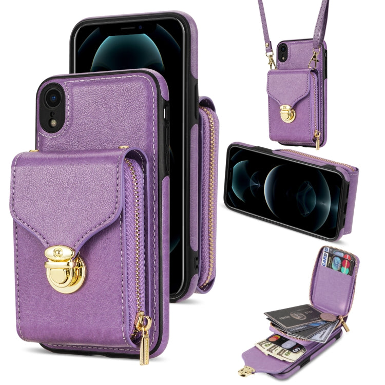For iPhone XR Zipper Hardware Card Wallet Phone Case(Purple) - More iPhone Cases by buy2fix | Online Shopping UK | buy2fix