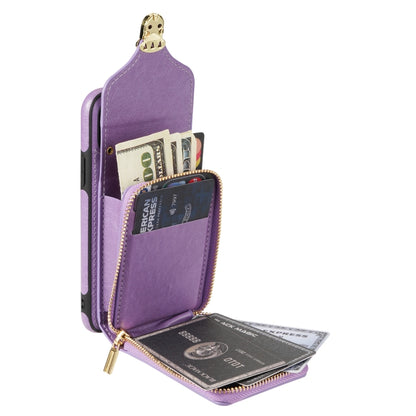 For iPhone XR Zipper Hardware Card Wallet Phone Case(Purple) - More iPhone Cases by buy2fix | Online Shopping UK | buy2fix