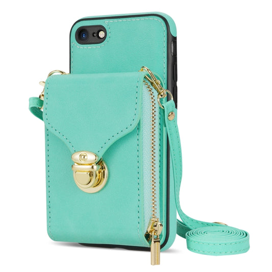 For iPhone SE 2022 / SE 2020 / 8 / 7 Zipper Hardware Card Wallet Phone Case(Mint Green) - iPhone SE 2022 / 2020 / 8 / 7 Cases by buy2fix | Online Shopping UK | buy2fix