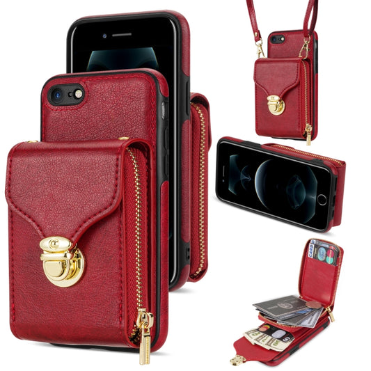 For iPhone 6s Plus / 6 Plus Zipper Hardware Card Wallet Phone Case(Red) - More iPhone Cases by buy2fix | Online Shopping UK | buy2fix