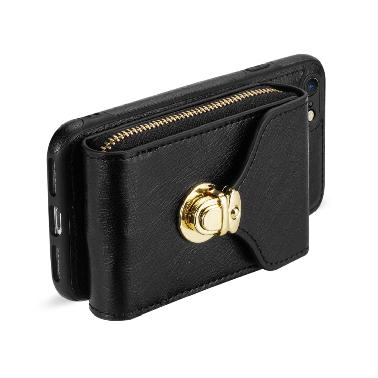 For iPhone 6s Plus / 6 Plus Zipper Hardware Card Wallet Phone Case(Black) - More iPhone Cases by buy2fix | Online Shopping UK | buy2fix