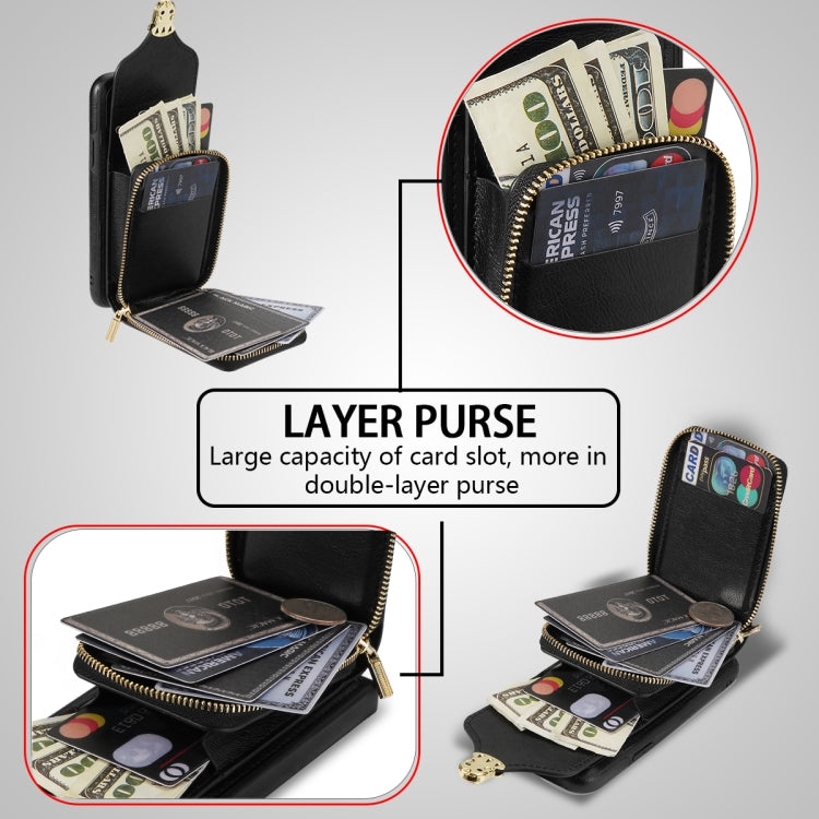 For iPhone 6s Plus / 6 Plus Zipper Hardware Card Wallet Phone Case(Black) - More iPhone Cases by buy2fix | Online Shopping UK | buy2fix