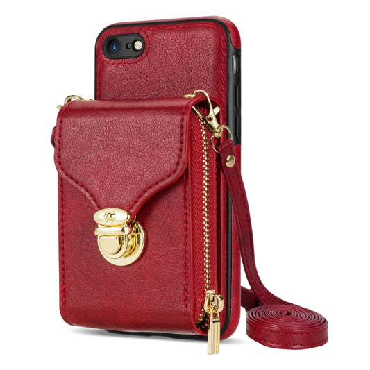 For iPhone 6s / 6 Zipper Hardware Card Wallet Phone Case(Red) - More iPhone Cases by buy2fix | Online Shopping UK | buy2fix