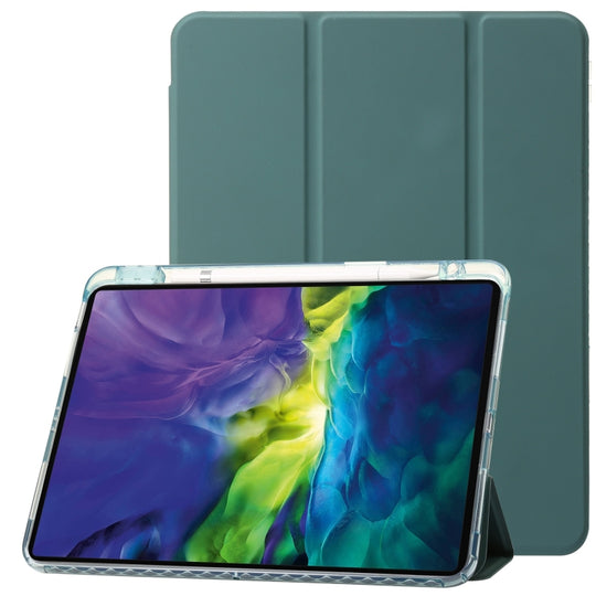 Clear Acrylic Leather Tablet Case For iPad Air 13 2025 / 2024 / Pro 12.9 2022/ 2021 / 2020 / 2018(Dark Green)