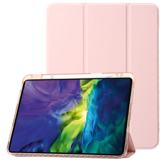 Clear Acrylic Leather Tablet Case For iPad Air 13 2025 / 2024 / Pro 12.9 2022/ 2021 / 2020 / 2018(Pink)