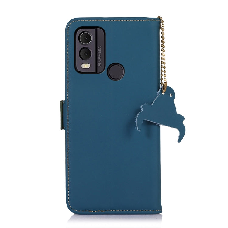 For Nokia C22 4G Genuine Leather Magnetic RFID Leather Phone Case(Blue) - Nokia Cases by buy2fix | Online Shopping UK | buy2fix