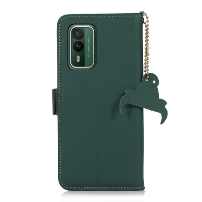For Nokia XR21 Genuine Leather Magnetic RFID Leather Phone Case(Green) - Nokia Cases by buy2fix | Online Shopping UK | buy2fix