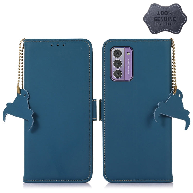 For Nokia G42 Genuine Leather Magnetic RFID Leather Phone Case(Blue) - Nokia Cases by buy2fix | Online Shopping UK | buy2fix