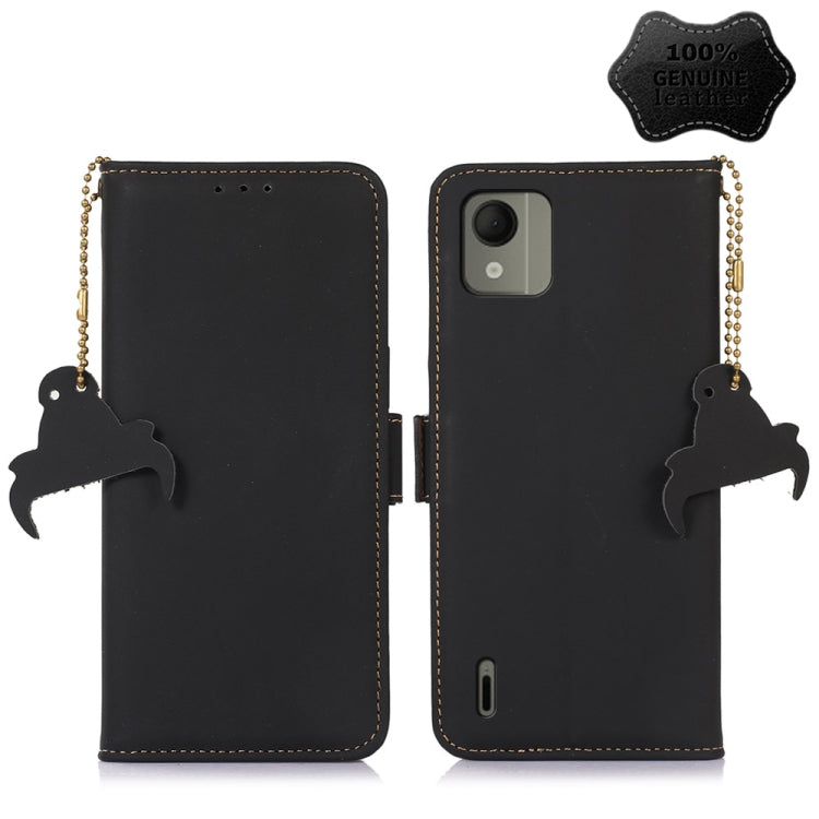 For Nokia C110 Genuine Leather Magnetic RFID Leather Phone Case(Black) - Nokia Cases by buy2fix | Online Shopping UK | buy2fix