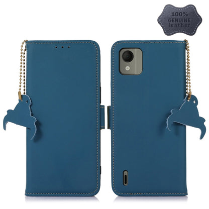 For Nokia C110 Genuine Leather Magnetic RFID Leather Phone Case(Blue) - Nokia Cases by buy2fix | Online Shopping UK | buy2fix