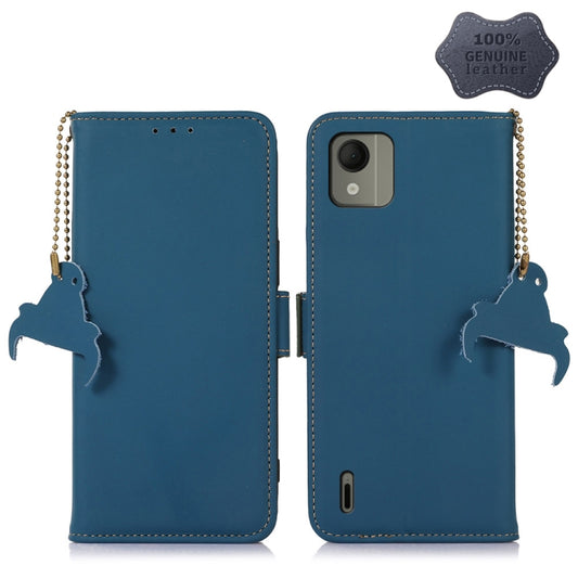 For Nokia C110 Genuine Leather Magnetic RFID Leather Phone Case(Blue) - Nokia Cases by buy2fix | Online Shopping UK | buy2fix