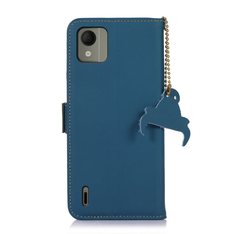 For Nokia C110 Genuine Leather Magnetic RFID Leather Phone Case(Blue) - Nokia Cases by buy2fix | Online Shopping UK | buy2fix