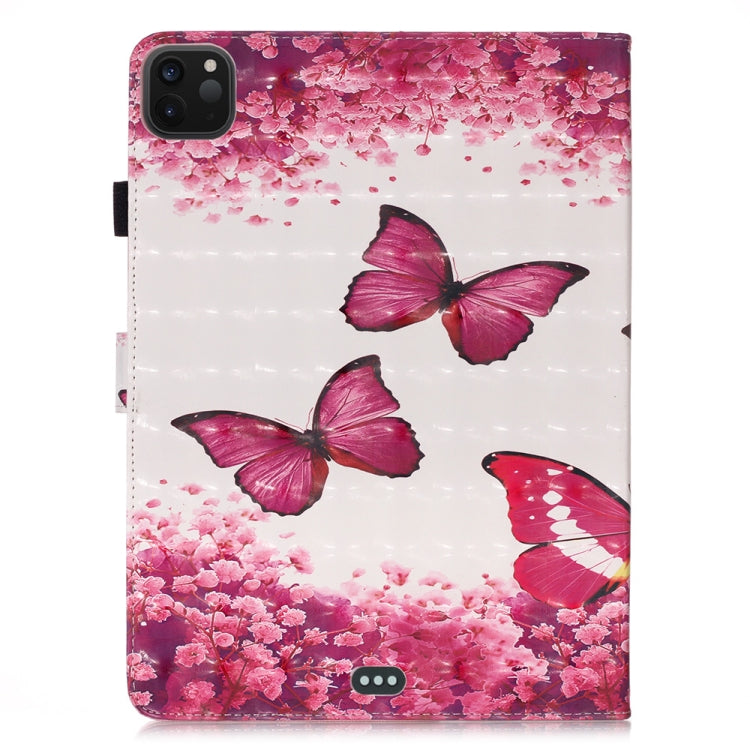 For iPad Pro 11 (2020) 3D Colored Drawing Horizontal Flip Leather Tablet Case, with Sleep / Wake-up Function & Holder & Card Slo & Wallet(Rose Butterfly) - iPad Pro 11 (2020) Cases by buy2fix | Online Shopping UK | buy2fix