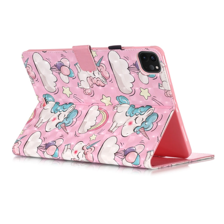 For iPad Pro 11 (2020) 3D Colored Drawing Horizontal Flip Leather Tablet Case, with Sleep / Wake-up Function & Holder & Card Slo & Wallet(Pink Pony) - iPad Pro 11 (2020) Cases by buy2fix | Online Shopping UK | buy2fix