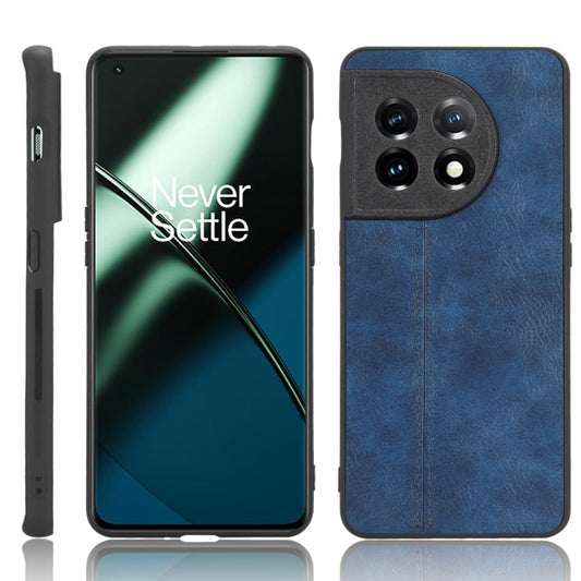For OnePlus 11 5G Sewing Cow Pattern Skin PC + PU + TPU Phone Case(Blue) by buy2fix