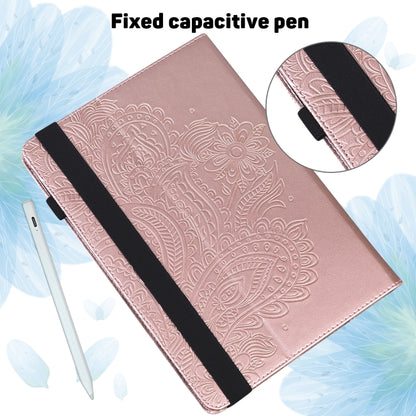 For Samsung Galaxy Tab S9 / S9 FE Peacock Embossed Pattern Leather Tablet Case(Rose Gold) - Galaxy Tab S9 Cases by buy2fix | Online Shopping UK | buy2fix