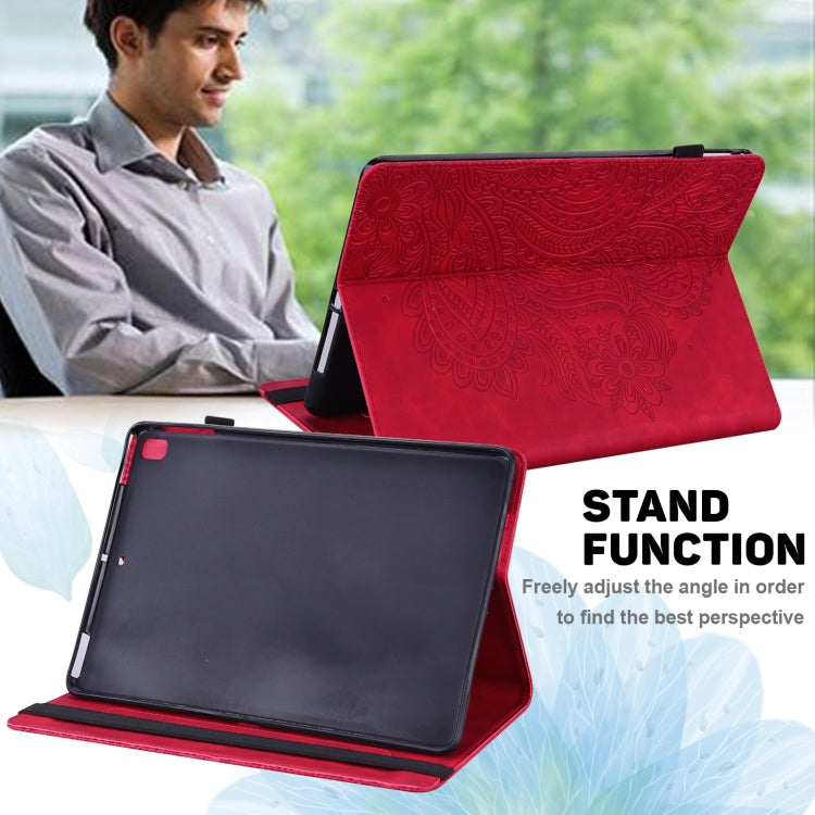 For Samsung Galaxy Tab S9 / S9 FE Peacock Embossed Pattern Leather Tablet Case(Red) - Galaxy Tab S9 Cases by buy2fix | Online Shopping UK | buy2fix