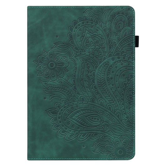 For Samsung Galaxy Tab S9 / S9 FE Peacock Embossed Pattern Leather Tablet Case(Green) by buy2fix