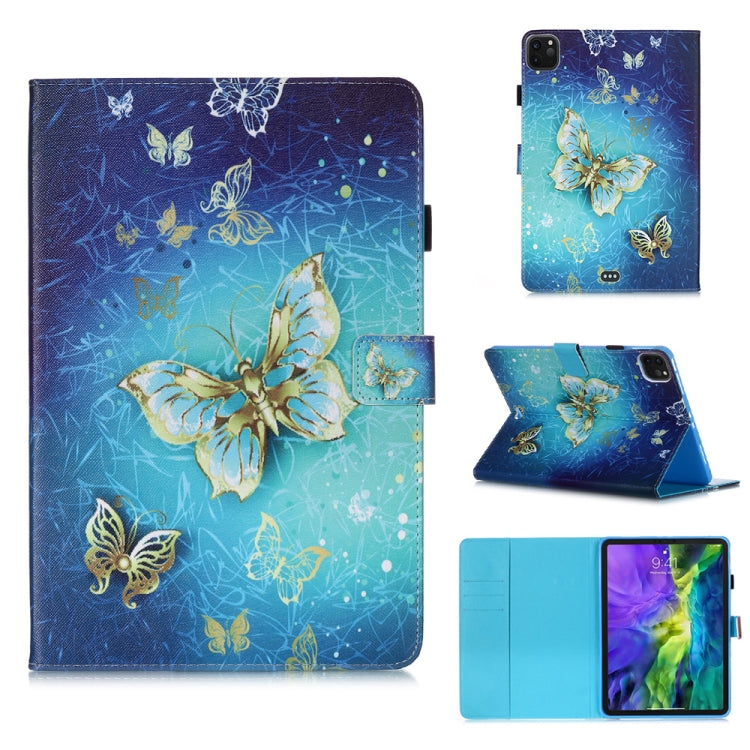 For iPad Pro 11 (2020) Colored Drawing Horizontal Flip Leather Tablet Case, with Sleep / Wake-up Function & Holder & Card Slo & Wallet(Golden Butterfly) - iPad Pro 11 (2020) Cases by buy2fix | Online Shopping UK | buy2fix