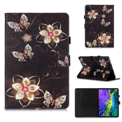 For iPad Pro 11 (2020) Colored Drawing Horizontal Flip Leather Tablet Case, with Sleep / Wake-up Function & Holder & Card Slo & Wallet(Golden Flower Butterfly) - iPad Pro 11 (2020) Cases by buy2fix | Online Shopping UK | buy2fix