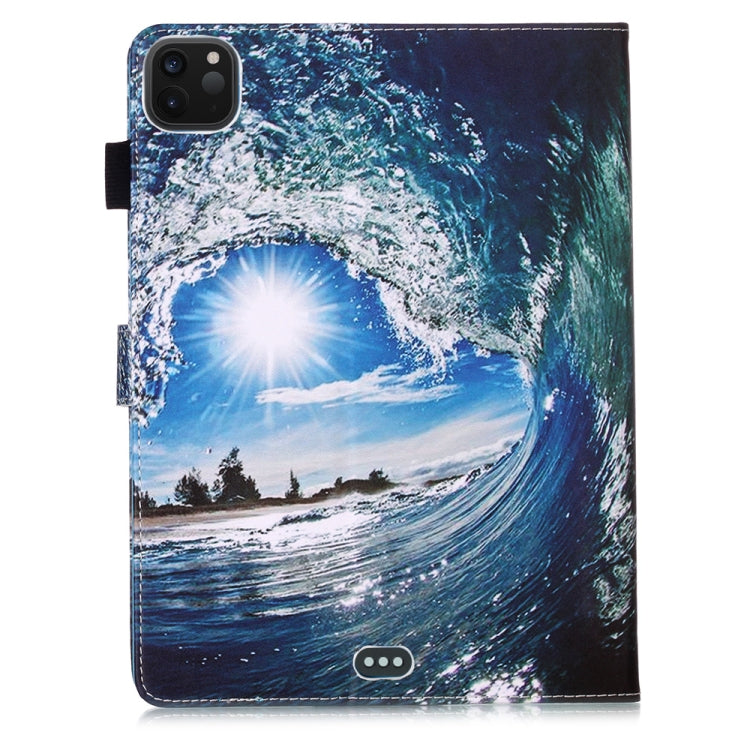 For iPad Pro 11 (2020) Plain Weave Texture Colored Drawing Horizontal Flip Leather Tablet Case, with Sleep / Wake-up Function & Holder & Card Slo & Wallet(Sea Wave  Sun) - iPad Pro 11 (2020) Cases by buy2fix | Online Shopping UK | buy2fix