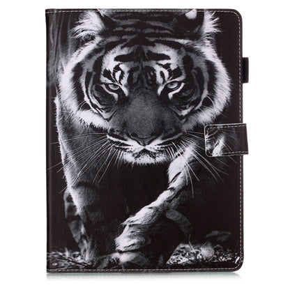 For iPad Pro 11 (2020) Plain Weave Texture Colored Drawing Horizontal Flip Leather Tablet Case, with Sleep / Wake-up Function & Holder & Card Slo & Wallet(Black White Tiger) - iPad Pro 11 (2020) Cases by buy2fix | Online Shopping UK | buy2fix