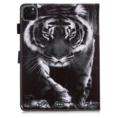 For iPad Pro 11 (2020) Plain Weave Texture Colored Drawing Horizontal Flip Leather Tablet Case, with Sleep / Wake-up Function & Holder & Card Slo & Wallet(Black White Tiger) - iPad Pro 11 (2020) Cases by buy2fix | Online Shopping UK | buy2fix