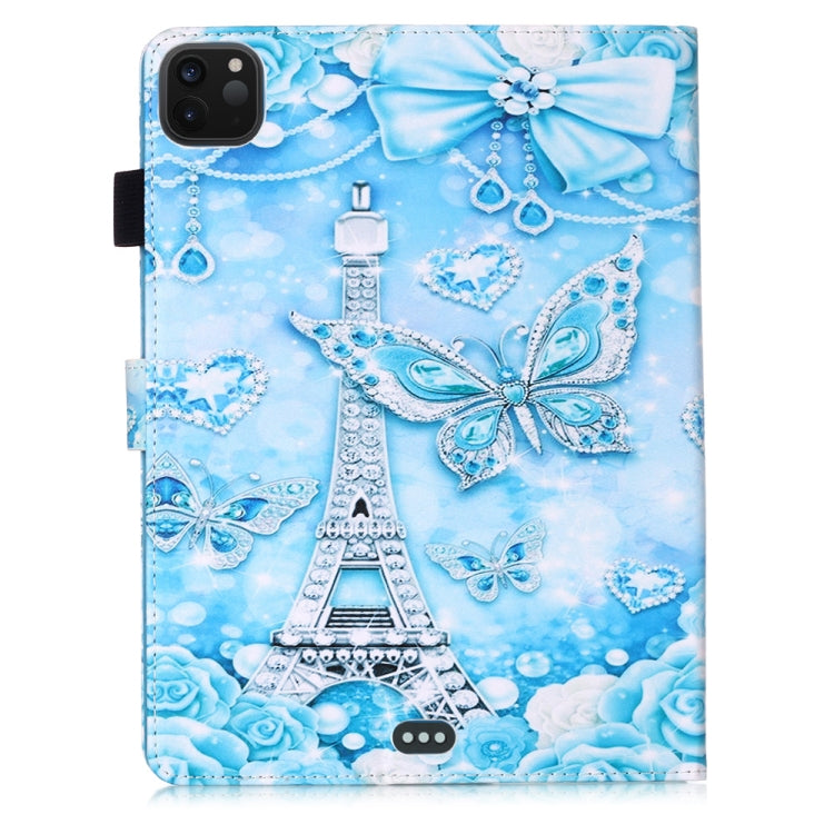 For iPad Pro 11 (2020) Plain Weave Texture Colored Drawing Horizontal Flip Leather Tablet Case, with Sleep / Wake-up Function & Holder & Card Slo & Wallet(Tower Butterfly) - iPad Pro 11 (2020) Cases by buy2fix | Online Shopping UK | buy2fix