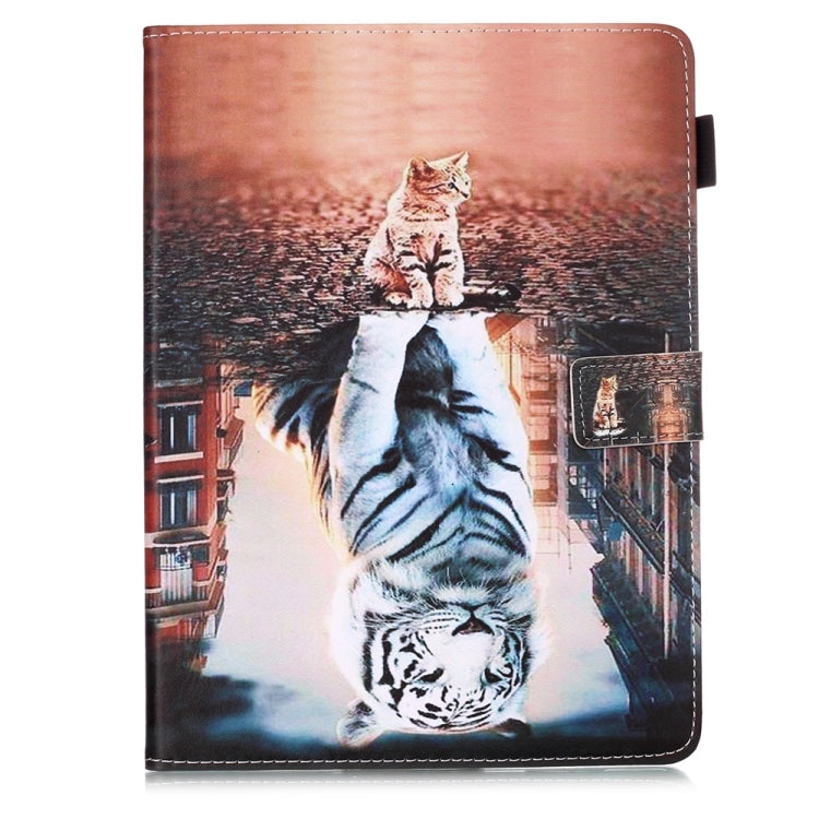 For iPad Pro 11 (2020) Plain Weave Texture Colored Drawing Horizontal Flip Leather Tablet Case, with Sleep / Wake-up Function & Holder & Card Slo & Wallet(Cat Tiger) - iPad Pro 11 (2020) Cases by buy2fix | Online Shopping UK | buy2fix