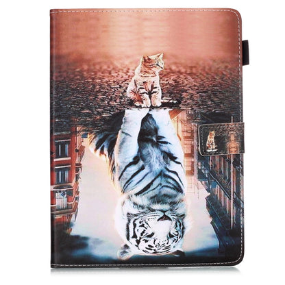 For iPad Pro 11 (2020) Plain Weave Texture Colored Drawing Horizontal Flip Leather Tablet Case, with Sleep / Wake-up Function & Holder & Card Slo & Wallet(Cat Tiger) - iPad Pro 11 (2020) Cases by buy2fix | Online Shopping UK | buy2fix