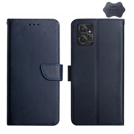 For Motorola Moto G Power 2023 Genuine Leather Fingerprint-proof Horizontal Flip Phone Case(Blue) - Motorola Cases by buy2fix | Online Shopping UK | buy2fix
